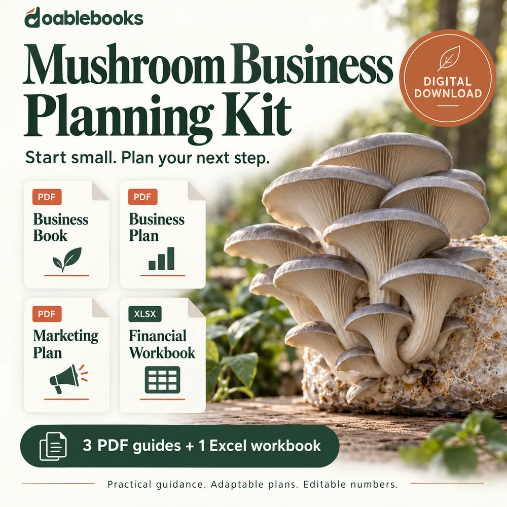 Mushroom Business Planning Kit: business book, business plan, marketing plan and financial workbook as digital downloads